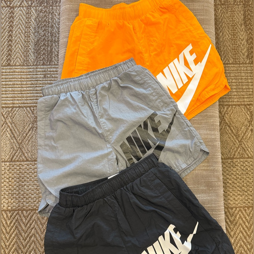 Youth Nike sportswear shorts - set of 3 orange, gray and black